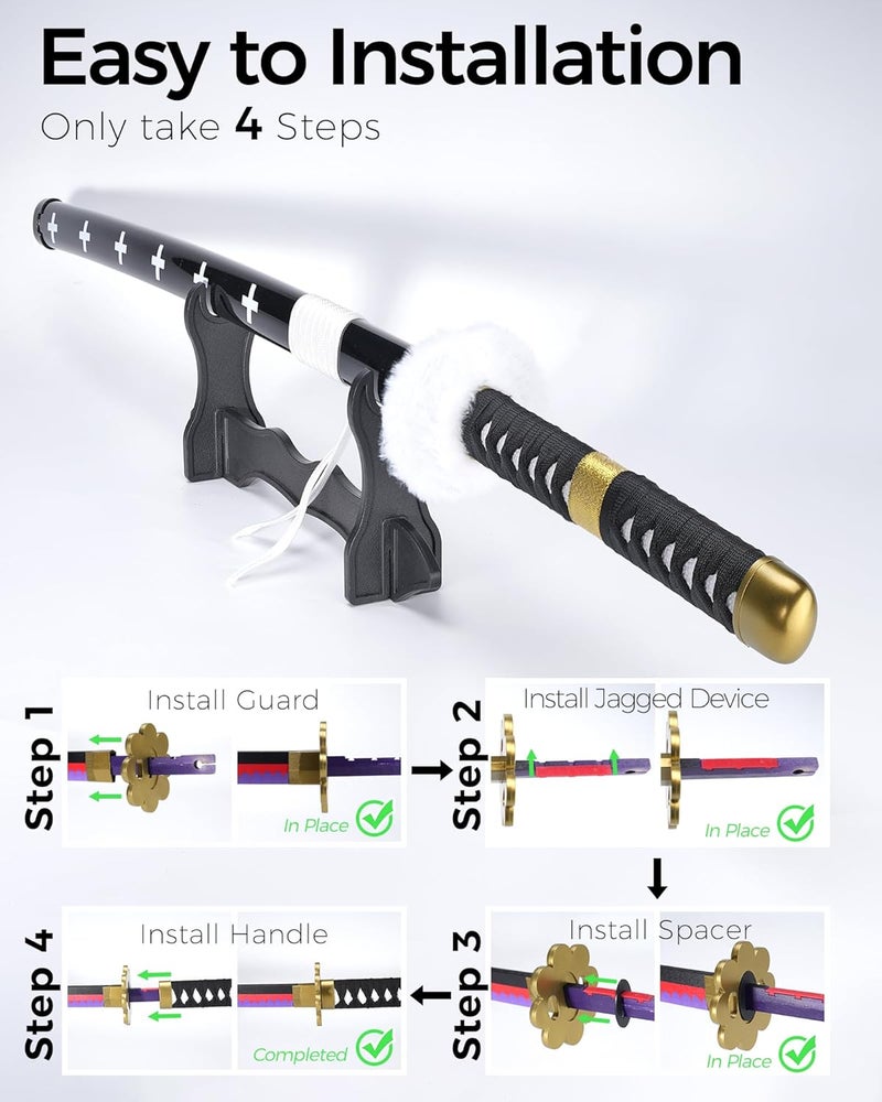 Cold Blade Katana Sword - 41 inches Katana Replica with Holster Belt and Display Stand - Sword with Authentic Design - Image 3